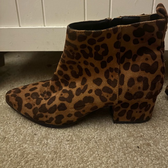 A New Day Faux Suede Leopard Print Ankle Boots - Picture 2 of 5
